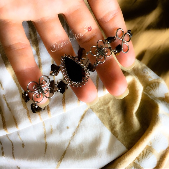 Natural Tigers Eye Teardrop + Link Boho Bracelet - Picture 2 of 8